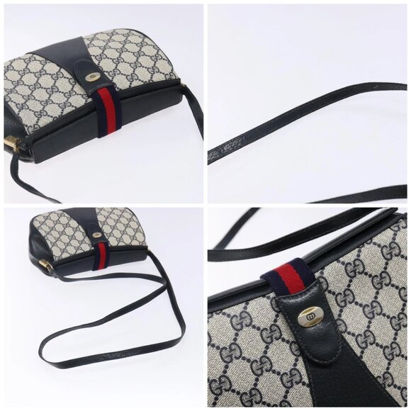 GUCCI GG Supreme Sherry Line Shoulder Bag PVC Navy Gold 72 02 024 Auth BA5227 - Picture 16 of 16